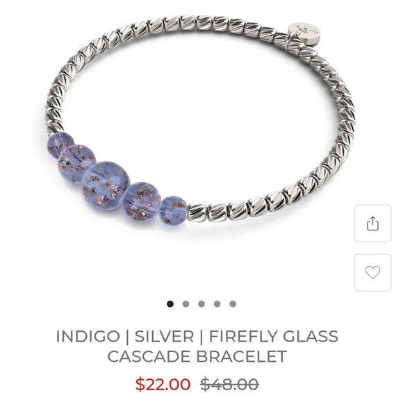 Nogu Indigo and Silver Beaded Stretch Bracelet *Glows* - Picture 6 of 7